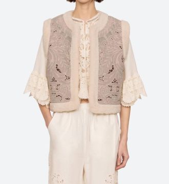 Sea New York Ceci Floral Embroidery Vest In Oatmeal