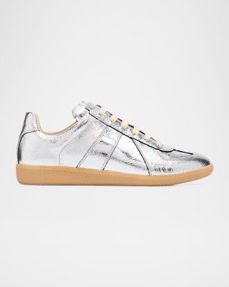 Maison Margiela Men & apos;s Replica Metallic Leather Low-Top Sneakers