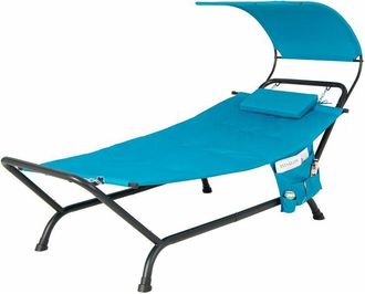 Costway Costway - Outdoor Hammock Patio Hanging Chaise Lounge Chair Swing Hammock Bed-Navy