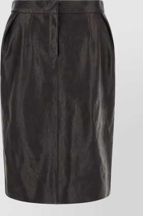 Magda Butrym leather pleated mid-rise midi pencil skirt