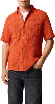 Rodd & Gunn Point Break Short Sleeve Button-Up Shirt in Tangerine at Nordstrom, Size Xx-Large