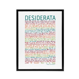 Artery8 Desiderata Poem Quote Rainbow Framed Canvas Wall Art Print | Size: W24 x H32