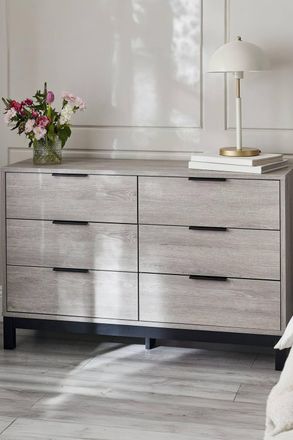 Julian Bowen Bali 6 Drawer Wide Chest in Light Grey