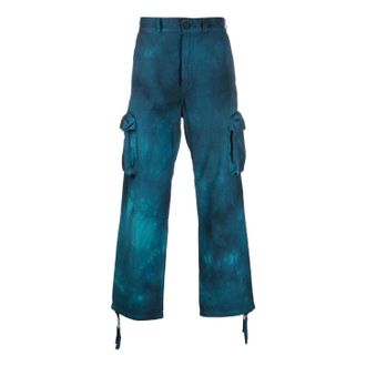Off-white Mens Off-White SS22 Tie Dye Cargo Casual Long Pants/Trousers Blue OMCF032S22FAB0014300