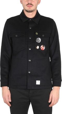Department Five Structured Black Jacket With Decorative Pins