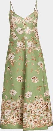 Cara Cara Mae Floral Linen Midi Dress