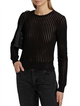 Frame Denim The Sheer Stripe Sweater In Black