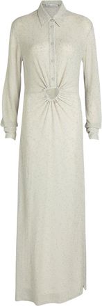 CHRISTOPHER ESBER Imber Cut-out Metallic-knit Maxi Shirt Dress - Ecru - 10 (UK10 / S)