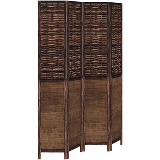 vidaXL Vidaxl - Biombo Separador De 4 Paneles Madera Paulownia Marr&oacute;n Oscuro