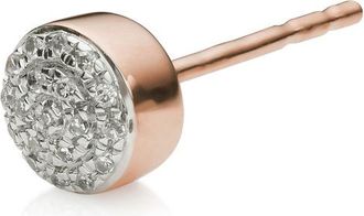 Monica Vinader Rose Gold Fiji Mini Button Stud Single Earring Diamond