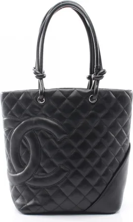 Chanel Black Leather Handbag Tote Bag (Pre-Owned)