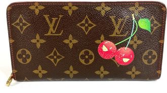Louis Vuitton Brown Red Color Monogram Cherry Blossom Long Wallet (Bi-Fold) (Pre-Owned)