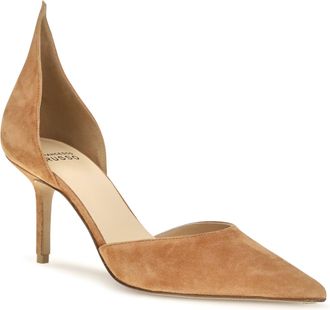 Francesco Russo Womens Dorsay Flame Suede Pumps Pumpkin High Heel Shoes