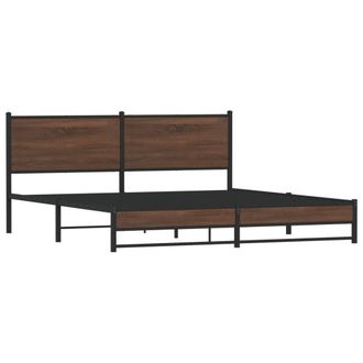 Berkfield Home Metal Bed Frame without Mattress Brown Oak 160x200 cm