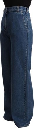 GCDS High Waist Wide Leg Boot Cut Jeans - Blue