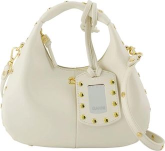 Ganni Handbags, female, White, Size: ONE SIZE Hobo Mini Studs