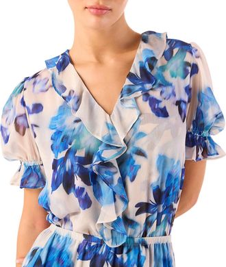 Misa Connie Chiffon Top In Blurred Bouquet