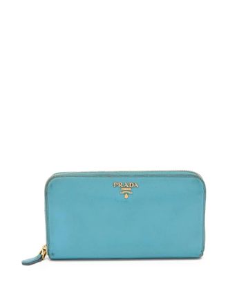 Prada zip-around leather wallet - women - Calf Leather - One Size - Blue