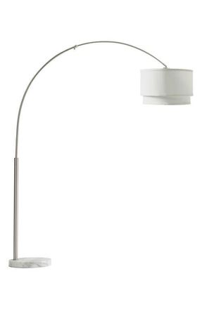 Brightech Mason 81 LED Arc Floor Lamp with Heavy-Weighted Marble Base in Satin Nickel at Nordstrom