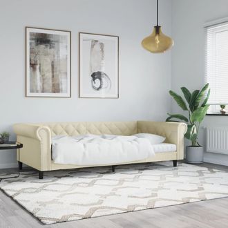 vidaXL Sof&aacute; Cama Cuero Sint&eacute;tico Color Crema 100x200 Cm Vidaxl