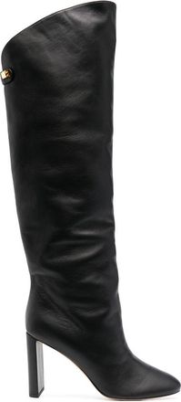 Maisons Skorpios clip-fastening 100mm long boots - women - Calf Leather/Calf Leather/Rubber/Calf Leather - 37 - Black