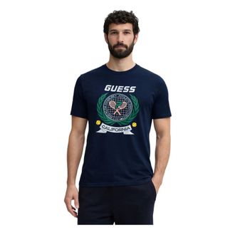 Guess T-Shirts, male, Blue, Size: 2XL t-shirt Cotone