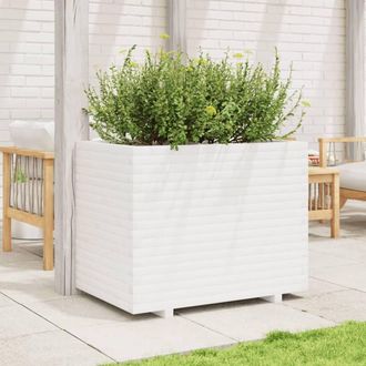 Berkfield Home Beautiful Garden Planter White 90x60x72 cm Solid Wood Pine | Size: 90 x 60 x 72 cm