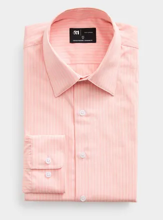 Le 31 Mens Dual-stripe poplin shirt Standard fit