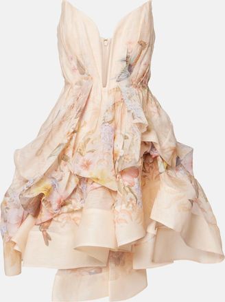 Zimmermann Abito corto Illuminate Draped in lino e seta