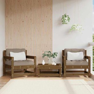vidaXL Vidaxl - Sillones De Jard&iacute;n Cojines 2 Uds Madera Maciza Pino Marr&oacute;n Miel