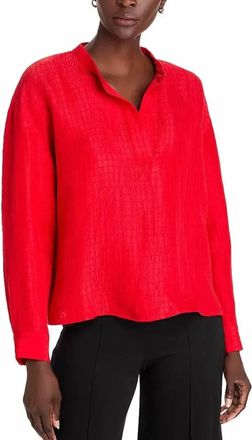 Eileen Fisher Mandarin Collar Top In Cherry
