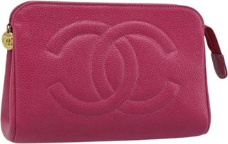 Chanel Pre-owned Clutches, female, Pink, Size: ONE SIZE Pre-owned Caviar Skin Pouch