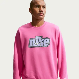 Nike Mens Nike Sportswear Club French Terry Crew-Neck Sweatshirt in Pink | IF0697-684