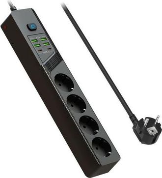 OEM Regleta Protectora Contra Sobretensiones Usb De 4 Tomas Con 4 Puertos Usb-a + 2 Puertos Usb-c, Cargador, Regleta Con Protecci&oacute;n Contra Sobretensiones 