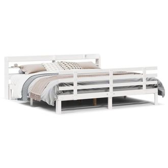 Berkfield Home Bed Frame with Headboard without Mattress White 180x200 cm Super King