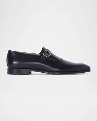 Paul Stuart Men & apos;s Horace Leather Single-Monk Strap Loafers