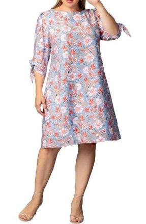 Kiyonna Manhattan Shift Dress in Sky Blue Blooms at Nordstrom, Size 0X