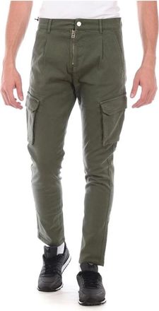 Daniele Alessandrini Slim-fit broek - Heren - Slim Fit Broeken - Groen - W36 - Katoen - Broeken