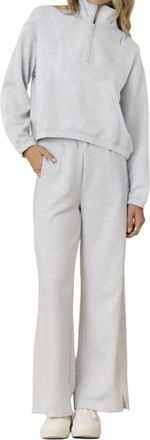 Vintage Havana Womens Cloud Fleece Wide Leg Pant In Spring Grey