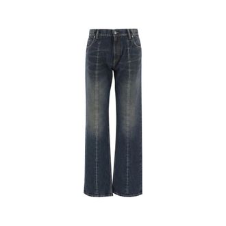 Versace Distressed Straight Jeans - female - Versace - Straight Fit Jeans - Blue - W26 - Jeans