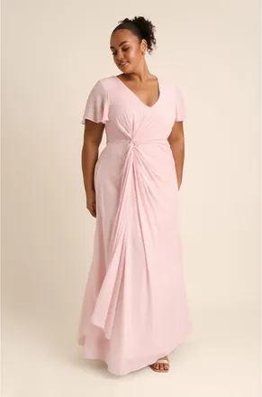 Six Stories Knot Front Chiffon Bridesmaid Dress in Ballet Pink at Nordstrom, Size 12