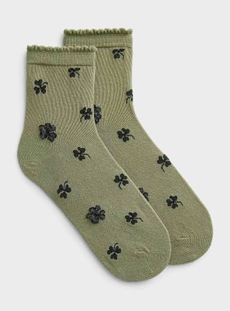 Simons Womens Plush plant ankle socks