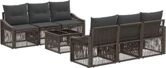 vidaXL Conjunto De Sof&aacute;s De Jard&iacute;n 7 Uds. Gris Rat&aacute;n Sint&eacute;tico Vidaxl