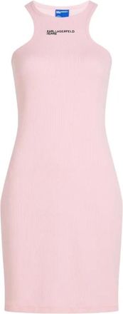 Karl Lagerfeld Ribbed Racer Dress - Dames - Korte kleedjes - Roze - XS - Katoen - Kleedjes