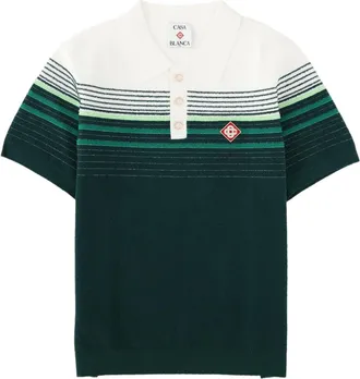 Casablanca Boucl&eacute; Striped Detailing Cotton-Blend Polo Shirt