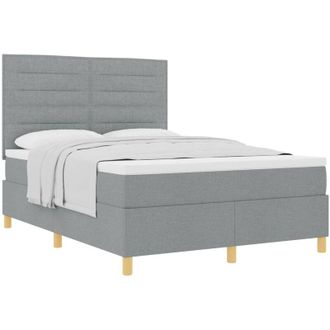 vidaXL Box Spring Bed with Mattress Light Grey 160 x 200 cm Fabric vidaXL