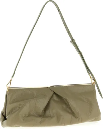 Dries Van Noten Womens Craquel&eacute; Calfskin Clutch Green Leather