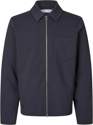Sams&oslash;e & Sams&oslash;e Sahannes Full Zip - Heren - Vesten met rits - Blauw - L - Katoen - Hoodies & sweatvesten