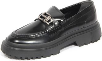 Hogan H629 Mocassino Catena Piccola - Dames - Loafers - Zwart - 37 1/2 EU - Leer - Schoenen