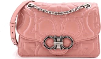 Ferragamo Gancini Turnlock Flap Bag Gancini Quilted Leather Medium